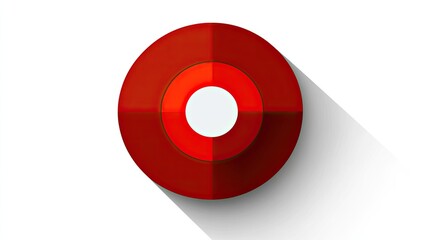 Red circular graphic, top view, flat design