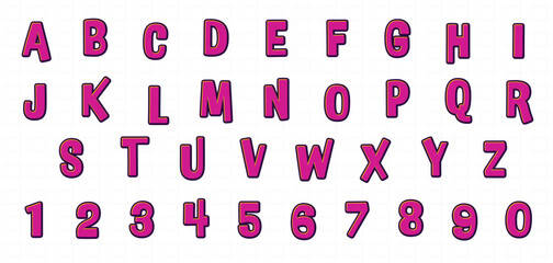 Poster - font text effect letter set with retro vibrant style