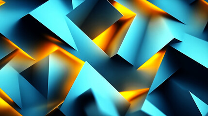 Fototapete - Abstract blue and orange geometric wallpaper background design