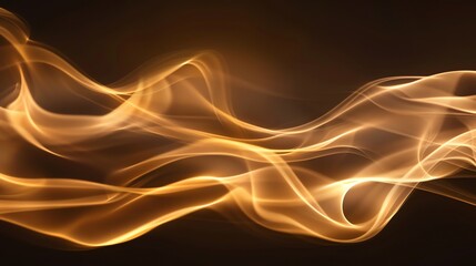 Poster - Abstract golden smoke or fire on a black background.