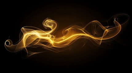 Poster - Abstract golden light swirls on a black background.