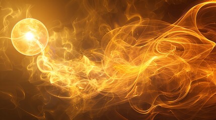 Poster - Abstract background with glowing yellow smoke or fire.