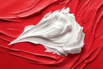 Aufkleber - White cream texture on vibrant red background used for artistic decoration and design