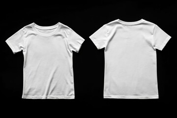 Aufkleber - Plain white t-shirts displayed from the front and back on a black background for clothing design ideas