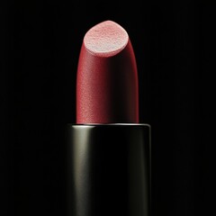Aufkleber - Close-up view of a red lipstick against a dark background showcasing its texture and shape, emphasizing the beauty product's design and color