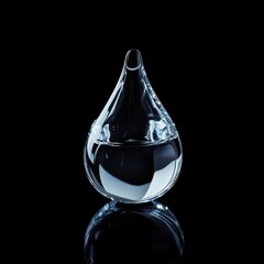 Aufkleber - Reflection of water droplet in clear glass on black background showcasing simplicity and elegance at nighttime