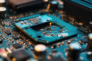 Poster - A detailed view of a computer's motherboard components