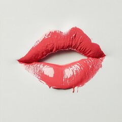 Aufkleber - Bold red lip print against a pale background showcasing artistic makeup technique and vibrant color
