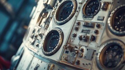 Poster - A close-up shot of a control panel in a building interior