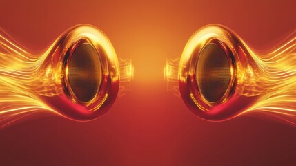 Aufkleber - 3D speakers illuminate the space with vibrant light waves and sound energy. Generative AI