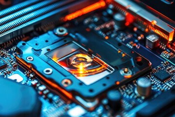 Poster - a detailed image of a computer motherboard's internal components