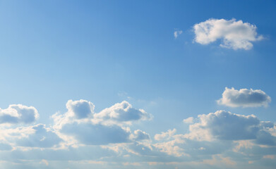 Wall Mural - beautiful blue sky with soft white clouds for abstract background
