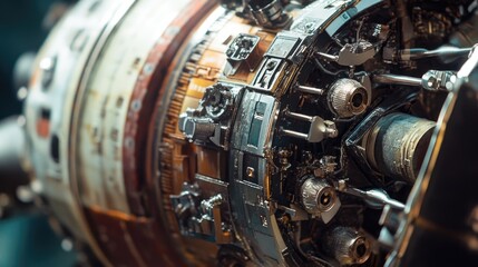 Poster - Inside view of industrial machinery with moving parts and metal components