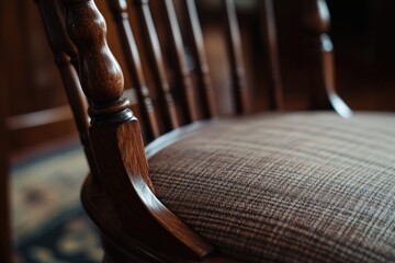 Poster - A detailed view of a wooden chair with a cushion