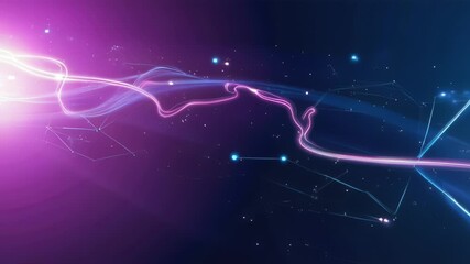 Aufkleber - Futuristic Purple and Blue Neon Background with Geometric Light Lines