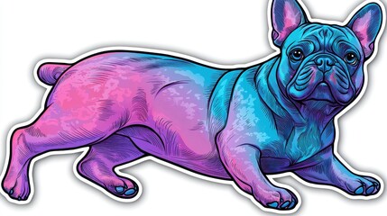 Sticker - Colorful French Bulldog with Neon Gradient Design and Expression