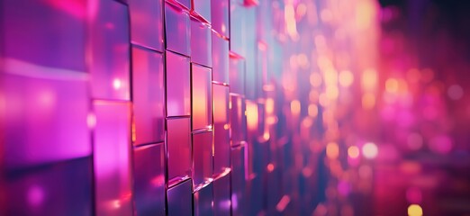 Aufkleber - Colorful abstract background with illuminated glass blocks and vibrant lighting effects, copy space for text