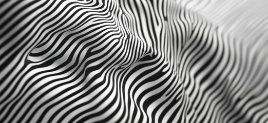 Poster - Abstract black and white wavy lines creating a dynamic textured pattern, copy space for text
