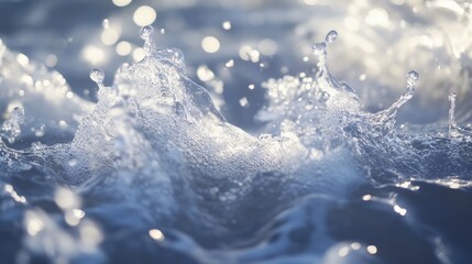 Poster - a close-up shot of a wave with water splashing, perfect for ocean or beach-themed uses