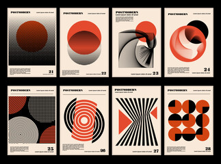 artworks, posters inspired postmodern of vector abstract dynamic symbols with bold geometric shapes,