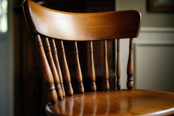 Poster - A simple wooden chair sits next to a window, offering a cozy seating area