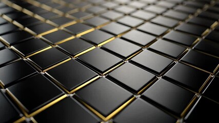 Aufkleber - Sleek black and gold HUD square grid motion background for dynamic visual projects, HUD Square Grid Motion Video Background