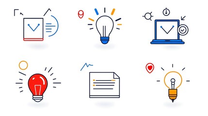 Poster - A comprehensive icon set that captures the essence of remote business and educational webinars featuring modern and structured line art symbols for live events knowledge exchange