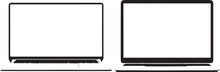 Laptop Duo: Two sleek, modern laptops sit side by side, their screens displaying blank slates, ready for your creative vision and digital endeavors. 