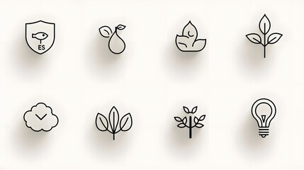Poster - A modern and minimalistic set of 15 ESG icons  featuring clean and precise line art symbols representing environment  social responsibility  corporate governance  sustainable development