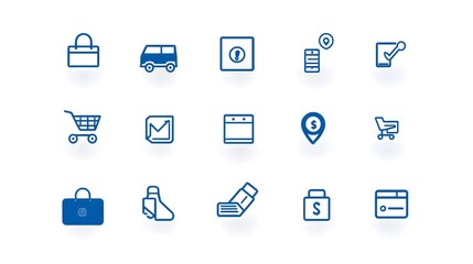 Poster - This image showcases a well organized set of 15 linear icons designed to represent various financial incentives  discount offers  cashback bonuses  and membership perks