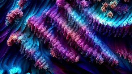 Wall Mural - A colorful, abstract image of a forest with purple and blue trees