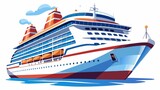 A detailed view of a cruise ship against a white background reveals the intricate details of its design, its luxurious amenities, and the overall grandeur of this mode of transportation, creating a h