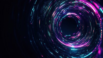 Leinwandbilder - Colorful swirling vortex of light abstract art reflecting movement and depth in a digital space. Generative AI