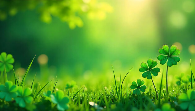 Elegant St. Patrick’s Day Card with Snow-Kissed Clovers & Ribbons, St. Patrick's Day Shamrock, Happy St Patrick's Day Celebration, created with generative ai