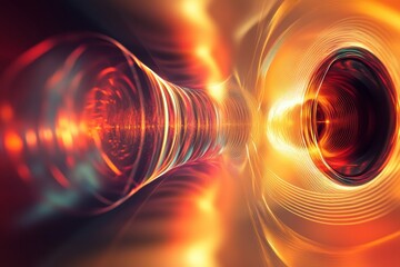 Fototapete - 3D speakers vibrate and emit radiant light waves in a dynamic display of sound and color. Generative AI