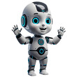 © Mahfuz - A cheerful, cartoon robot with a friendly expression and raised hands, perfect for technology, education, or children's themes