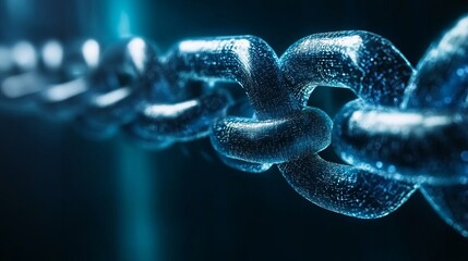 Poster - Abstract Digital Chain Link Network Technology Background Modern Blue Sparkle Elegant Futuristic Data Security Concept Illustration Graphic Design    