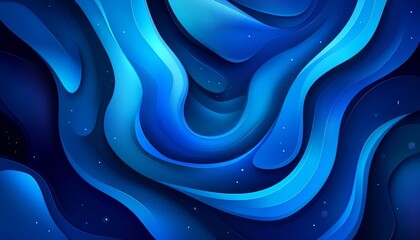 Poster - Abstract Background, Flowing Blue Forms with Soft Highlights, Shadows and Clear Detail