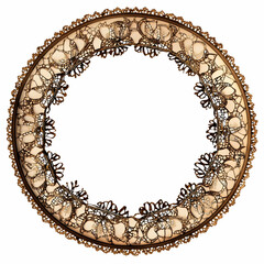 Poster - A, circular, frame, made, of, lace, in, brown, and, beige, colors, in, the,  of, vector, art, isolated, on, a, white, background, high, resolution, photograph, with, high, quality, details