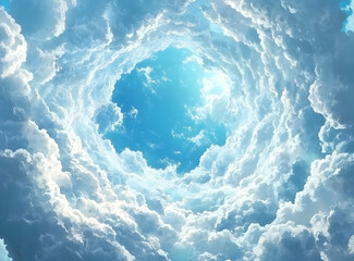 Poster - White clouds in the blue sky, beautiful clouds, background image, banner design, high resolution, no text or letters, high definition, high quality, high detail, high sharpness