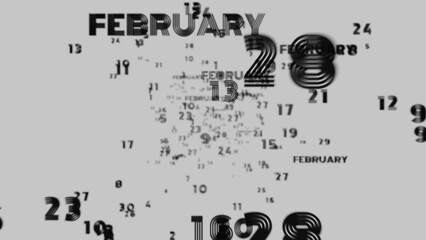 Poster - Abstract floating typography with distorted months and 2025, creating a futuristic motion blur effect..