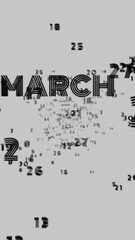 Poster - Abstract floating typography with distorted months and 2025, creating a futuristic motion blur effect..