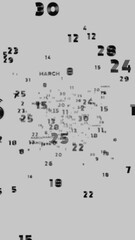 Poster - Abstract floating typography with distorted months and 2025, creating a futuristic motion blur effect..