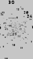 Poster - Abstract floating typography with distorted months and 2025, creating a futuristic motion blur effect..