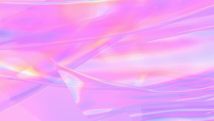 Aufkleber - Holographic floating fabric with a glowing circular shape, set against a soft pastel gradient background, creating a futuristic and surreal aesthetic.