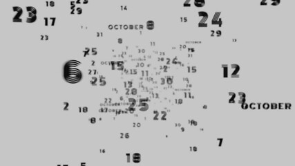 Poster - Abstract floating typography with distorted months and 2025, creating a futuristic motion blur effect.
