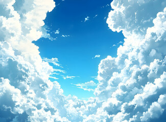 Wall Mural - white clouds in the blue sky, beautiful clouds, background image, banner design, high resolution, no