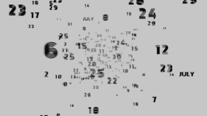 Poster - Abstract floating typography with distorted months and 2025, creating a futuristic motion blur effect.
