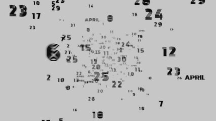 Poster - Abstract floating typography with distorted months and 2025, creating a futuristic motion blur effect.
