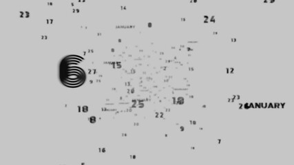 Poster - Abstract floating typography with distorted months and 2025, creating a futuristic motion blur effect.
